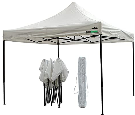 MaxxGarden Tonnelle de Jardin 3x3m – Pop up Gazebo – Barnum Pliant avec Sac de Transport – Tente de Reception Impermeable – Tonnelle d’Exterieur Stable - pour Camping, Festival - Blanc