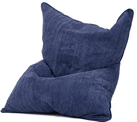 Green Bean© Square XXL Indoor Housse en Velours Côtelé 140 x 180 cm - Housse de Pouf sans Remplissage - 600D Oxford, Cord - Doux, Moelleux, Robuste - Lavable, avec Sac Interne Bleu Foncé