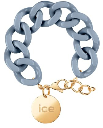 ICE - Jewellery - Chain bracelet - Artic blue - Kettenarmband mit blaufarbenen XL-Maschen für Frauen, geschlossen mit einer goldenen Medaille (020356)