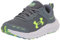 Under Armour UA BGS Assert 10 Zapatillas para correr de niño, ligeras zapatillas de deporte, color gris grava/azul glaciar/verde lima brillante