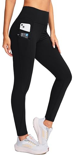 G Gradual Women's Fleece Lined Winter Leggings with Pockets Water Resistant High Waisted Thermal Warm Pants Running Hiking(Black,XXL)