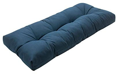 Magpie Fabrics Indoor Outdoor Bench Cushion 45x18, Non-Slip Tufted Long Seat Pads, Patio Loveseat Cushion for Window, Garden, Swing, Settee - Navy