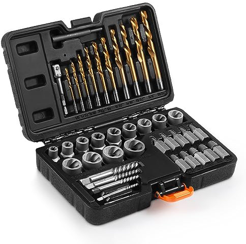 YEKEPRO 40 Pcs Bolt & Screw Extractor Set with Left Hand Cobalt Drill Bit Set, Easy Out Broken Stripped Screw Removal Tool for Damaged, Frozen, Studs, Rusted, Rounded-Off Bolts, Nuts & Screws, T15139