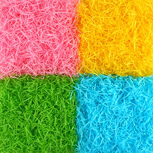 SULOLI 80 g di erba di Pasqua, decorazione per uova di Pasqua, hobby creativi di Pasqua, cesti di Pasqua, regali di compleanno(verde, giallo, blu, rosa)