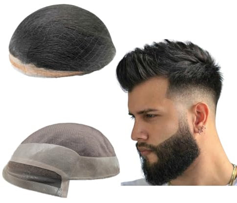 Mprosthesis Toupee für Männer Haarteile 10x8 Männer Toupee Hollywood Human Hair Replacement System für Männer Haarprothese Männer Haar Patch Units für Männer (#1B Off Black)