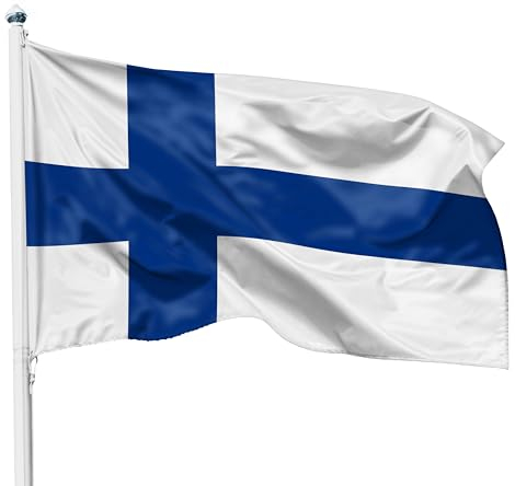 PHENO FLAGS Finnland Flagge 90x150cm - wetterbeständige Fahne mit Messingösen, 100% Polyester, robuste Doppelnaht & in lebendigen Farben - ideal für Flaggen-Liebhaber