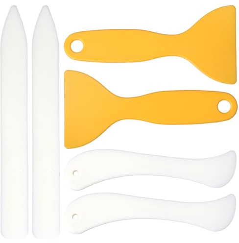 CRASPIRE 6Pcs Bone Folders Paper Creaser Crafts Scoring Folding Creasing Paper Crafting Tool Set Bone Origami Creaser Leather Burnishing Card Making with Plastic Scraper Tool for DIY Supplies Paper