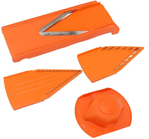 Gemüsehobel, Manueller V-Klinge Hobelschneider Kartoffelreibe Gemüseschneider mit Edelstahlklinge V-Hobel für Scheiben, Julienne Streifen, Würfel & Gemüsespaghetti