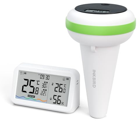 Inkbird Termometro Piscina Solar, IBS-P03R Termometro Piscina Galleggiante con Gateway IM-03-W, Impermeabile IP68, Trasmissione 300M,Monitor di Temperatura per Piscine, Spa, Stagni