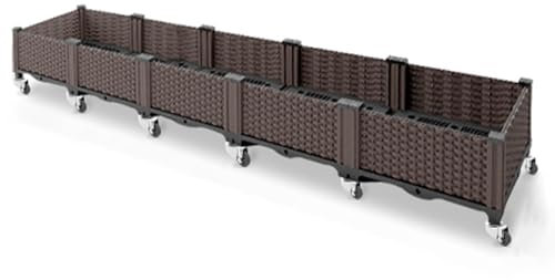 Orto Rialzato, Orto da Balcone, Cassette da Giardino in Plastica con Ruota Universale in Metallo a 360°, Aiuole for Piante da Orto, Verdure, Erbe e Fiori, Profondità 20 cm