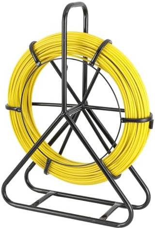 Hanured 6mmx50m Sonda Passacavi in Fibra di Vetro, con Supporto in Acciaio e Freno, Installazione del Cavo Elettrico in Fiberglass