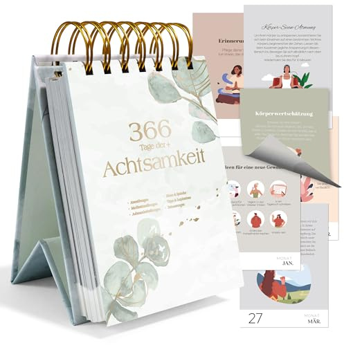 BIROYAL Achtsamkeitskalender 2027 - Tischkalender 2027 täglich - Tageskalender mit 366 Sprüchen & Übungen - Motivationskalender Stehkalender für ein erfülltes & achtsames Jahr