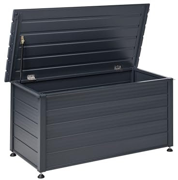 Gartentruhe 330L Aluminium dunkelgrau wasserfest Kissenbox Auflagenbox Campalto