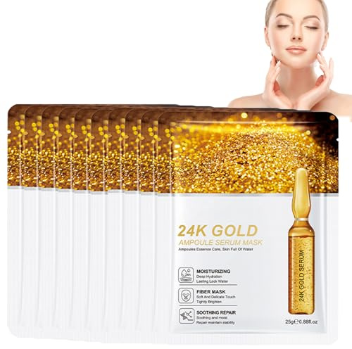 10Pcs 24K Gold Peel Off Mascarilla Facial, Antienvejecimiento y Antiarrugas Mascarillas Faciales, Contorno de Ojos Antiarrugas, Parches para Antiarrugas, Para Eliminación, Hinchazón facialmask3-1