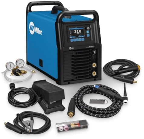 Miller Syncrowave 212 Air Cooled Package - AC/DC Tig Welder with Auto-Set™ Technology - Steel, Stainless Steel & Aluminum Welder - TIG Welding Machine LCD Interface - Coolmate 1S Ready
