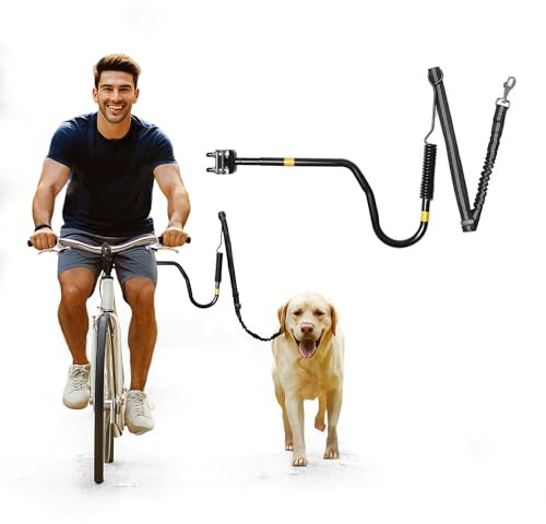 iPetba Fahrradleine für Hunde mit Quicklock und Abstandhalter - Fahrrad Hundeleine mit Stoßdämpfern und Schnell Befestigungsmechanismus Für Laufen, Radfahren, Draußen