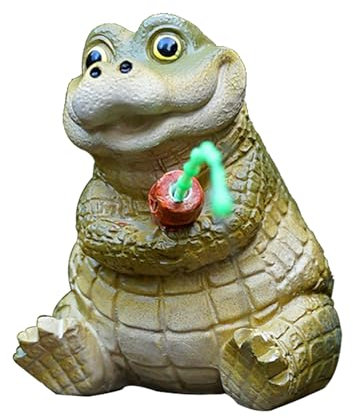 crocodile fishing resin figurine, Garden Figures, crocodile Resin Statue, Features a charming tiny alligator, Weatherproof construction, for Pond, Balcony, Patio