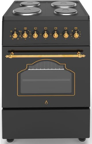 ALPHA Cocina Eléctrica VULCANO GOLD-60E Rustica Oro, Horno 6 Funciones, Ventilador, Cristal Extraíble, **Alta Gama**
