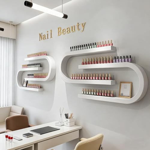 Estante de exhibición en forma de U montado en la pared para esmalte de uñas, perfume y aceites esenciales, organizador multifuncional para salones de belleza, tiendas de uñas o uso doméstico