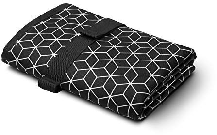 Toolik Baby Diaper Changing Pad, Extra Large (27.5 x 19.7 inch) Waterproof Mat for Stroller Walks or Diaper Bag, Fits Newborn and Toddler for Quick Change on The go, Black with 3D Cube