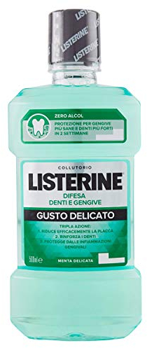 LISTERINE Total Care Denti e Gengive Gusto Delicato, Collutorio 0% alcol al gusto di Menta Fresca, Collutorio al Fluoro con 10 benefici in 1 per una protezione completa e gengive più sane, 500 ml