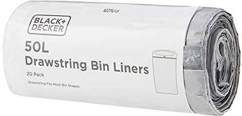 BLACK+DECKER BXBB00050E 50L Drawstring Bin Liners, 20 Pack,60949