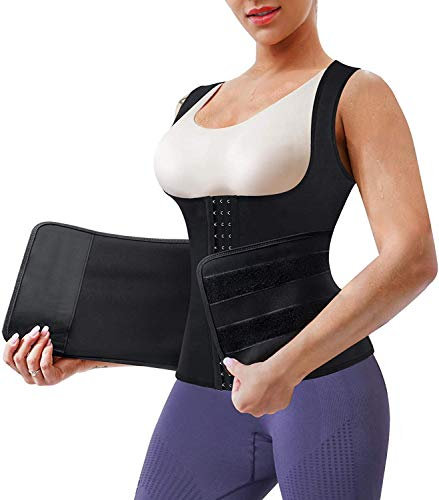 Gotoly Ceintures Sudation Waist Trainer pour Femme Taille Bande Corset Minceur Sport Wrap Ceinture Abdominale Amincissante Néoprène Ajustable Gaine Ventre Plat Sauna Soutien du Dos (XL, Noir)