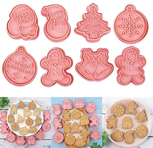 RHHGOPM 8 Stück Ausstechformen Ausstecher Keksausstecher Backformchen Set Weihnachten, Perfekt Keks Ausstechformen Backen Küche Zubehör Für Keksteig,Gebäck,Kuchendekoration Schokoladenform Cookie (B)