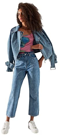 Trendyol Blue High Waist Dad Jeans, 36 De Las Mujeres