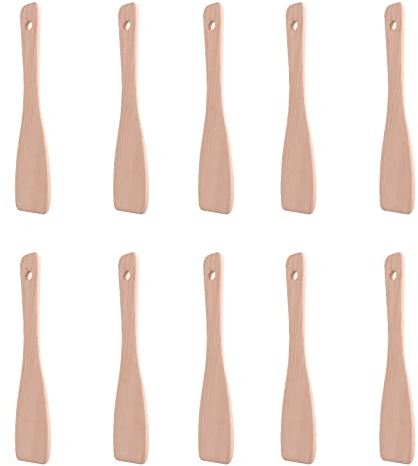 10 Pièces Pelle en Bois Naturel Pelle en Bois Spatule à Crème au Beurre Idéale pour Retirer le Fromage, les Pommes de Terre, Les Légumes et la Viande des Casseroles(Bois)