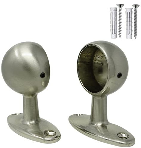 parpyon® 2 Supporti per bastoni Tende in Metallo da 32mm, staffe Bastone Tenda corrimano a muro Materiale Resistente per Appendi Abiti a Parete o soffitto (519NS)