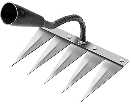 F Fityle Binette de Jardin, Râteau de Désherbage Fait en Acier/Cuivrage, Outil à Désherber pour Jardinage, Acier à 5 Dents