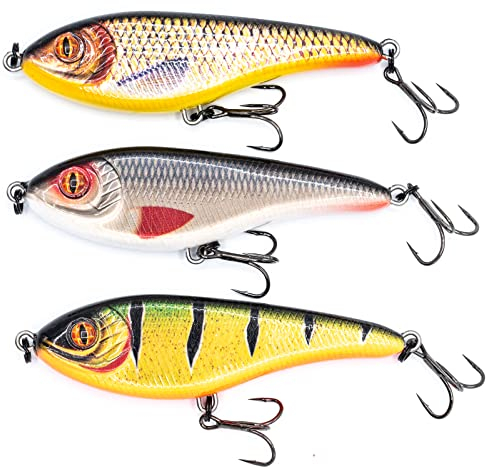 Mister Tackle Tuvanus 9 cm Angelköder Wobbler Set Jerkbait Slider für Hechtangeln 3 Stück