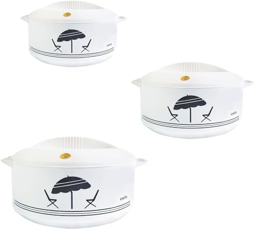 Cello Chef Super 3 pcs Insulated Hot Pot Casserole Gift Set 423ml, 784ml, 1250ml (White)