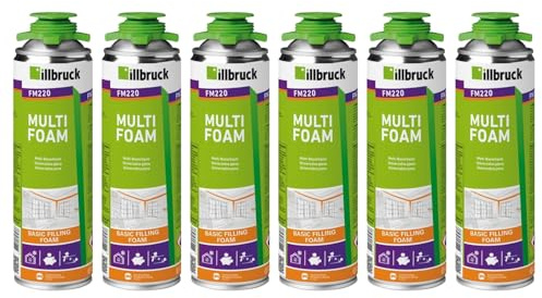FM220 Bauschaum Montageschaum Pistolenschaum Multischaum Fensterschaum hohe Schalldämmung Wärmedämmung 500ml Kombisets (ohne Reiniger/ohne Schaumpistole, 6x 500ml)