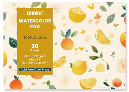 Aquarellpapier, 30 Blatt Aquarellblock 12.7x17.8 cm Verleimt, Baumwollpapier, 300g/m², Kaltgepresstes Aquarellpapier, Zeichenblock Aquarell Papier, Watercolor Paper, Malpapier