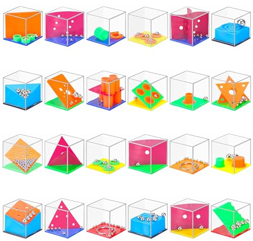 SULOLI 24 Pezzi Cubi Rompicapo,Mini Puzzle Box con Livelli di Difficoltà Assortito,Gadget Regalini Fine Festa Compleanno Bambini