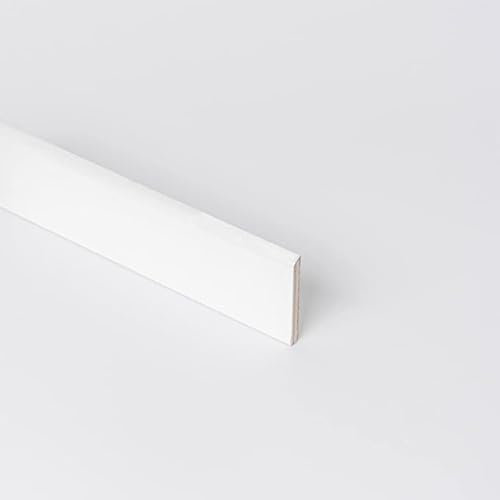 Battiscopa legno Tanganika Moderno - per interni - Made in Italy - Resistente a lavaggi al 100% - Battiscopa bianco Tinto - 10x70x2400 mm - Confezione 1 pezzo