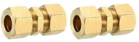 QUARKZMAN 2 piezas de latón de compresión de tubo de compresión, conector OD de tubo de 12 mm, conector NPT roscado de compresión y casquillos de compresión, adaptador de acoplamiento recto de latón