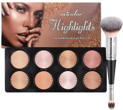 Palette Correttori Colorati, MKNZOME 8 Colori Contouring Viso Blush Highlighter Correttore Occhiaie e Pennelli Trucco Palette Contouring Impermeabili a Lunga Durata Trucchi Regalo per Donne Ragazze