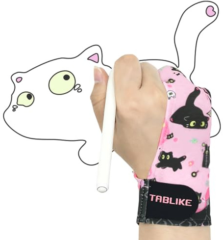 Digital Drawing Glove, Artist Glove with 3-Layer Palm Rejection for Graphic Drawing Tablet, iPad, Sketching, Suitable for Right Hand and Left Hand, S Size (1 Pack), Pink