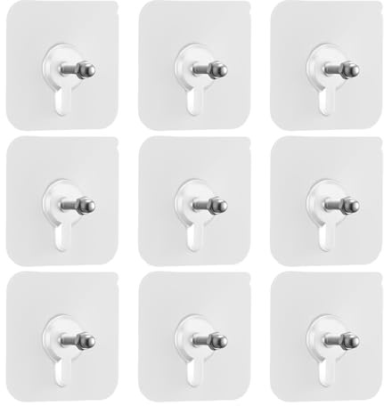 9 tornillos adhesivos de pared para colgar clavos, sin taladrar, colgadores de imágenes, adhesivos para baño, cocina, cuarto de baño, ducha, trastero