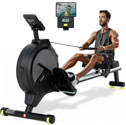 Novonova Máquina de Remo para casa, Máquina Remo casa con 16 Niveles de Resistencia, Pantalla LCD, Rowing Machine Magnético súper silenciosa, Nuevo Diseño, Mquina De Remo Profesional Gym En Casa