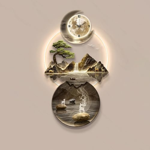 Yidlkecqey Cuadro Decorativo de Pared en 3D con diseño de Arenisca, Arte Mural con luz LED, Elegante Escultura Decorativa para la Entrada de la Sala de Estar.(Style C,60x120cm/23.6x47.2in)