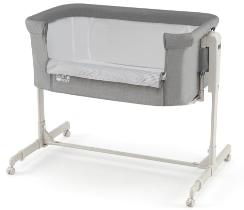 COSTWAY 3-in-1 Baby Crib, Height-Adjustable Bassinet Crib (Grey)
