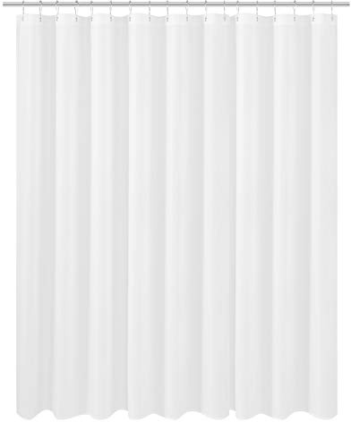 N&Y HOME Extra Wide Extra Long Fabric Shower Curtain Liner 108 x 84 inch, Hotel Quality, Washable, White Spa Bathroom Curtains with Grommets, 108x84