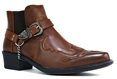 New Men Cuban Heel Chain Buckle Ankle Smart Boot UK Size 6-12 (UK 7, Brown)