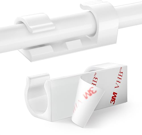 RYCHUI Kabelclips, Kabelhalter schreibtisch mit Starken Selbstklebend Pads, Kabelklemme Set Kabelmanagement für Haus Schreibtisch USB Ladekabel, Weihnachten und Lichterketten… (Weiß, 60 Stück)