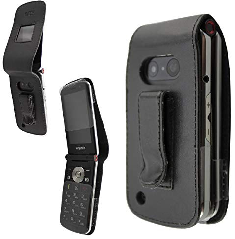 caseroxx Ledertasche mit Gürtelclip für Emporia TOUCHsmart V188 in schwarz – robuste Handy-Tasche mit Sichtfenster & Gürtelclip aus Echtleder, ideal für Beruf, Freizeit, Outdoor & sicheren Transport