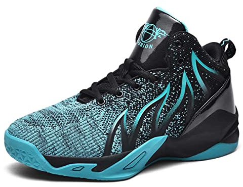 Scarpe da Ginnastica Alte comode da Uomo in Tessuto a Maglia Traspirante Scarpe da Basket Scarpe da Ginnastica Casual Black cyan-41